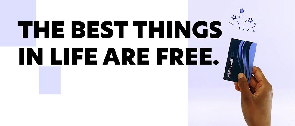 hand holding Weber County Library card with text the best things in life are free