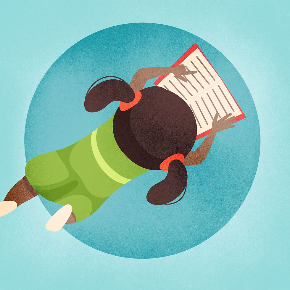 illustration of child reading a book